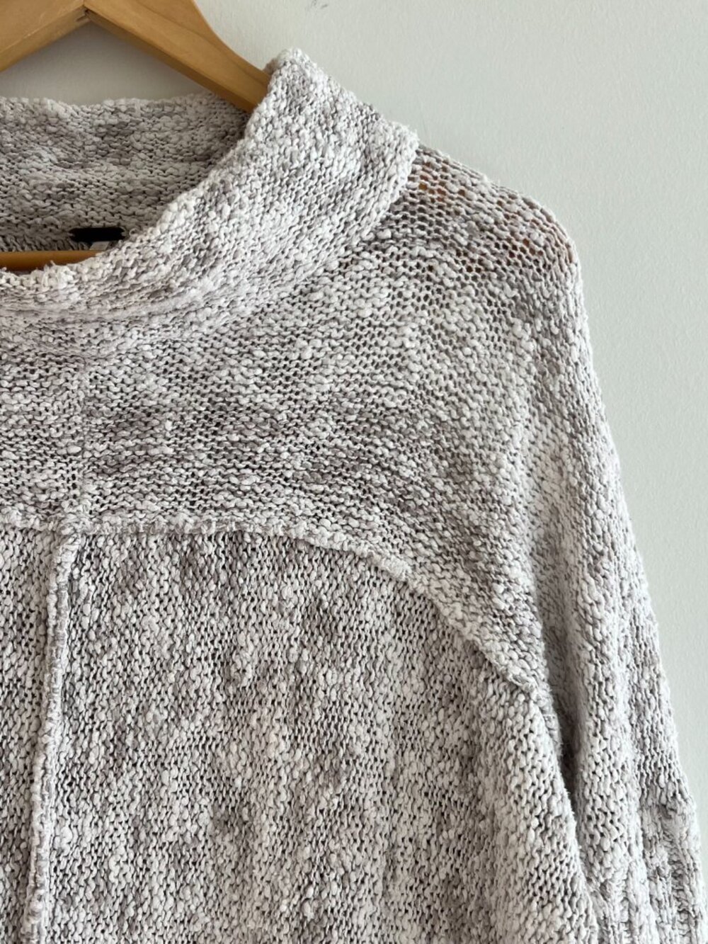 Free People Grey Marled Oversized Cowl‎ Neck Knit Sweater Boho Medium - Picture 4 of 8